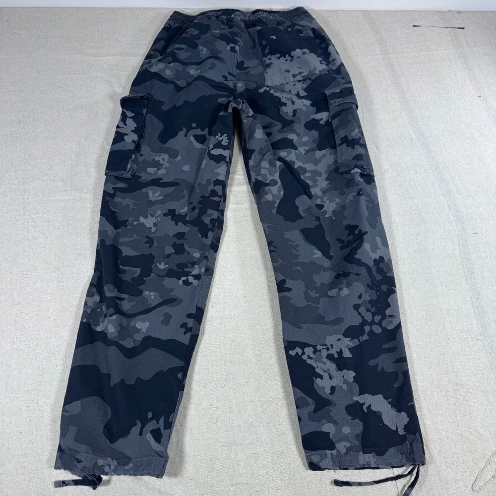Adidas Cargo Pants Mens Medium Grey Black Camo Good Ripstop IK3535 Trefoil - Picture 3 of 13